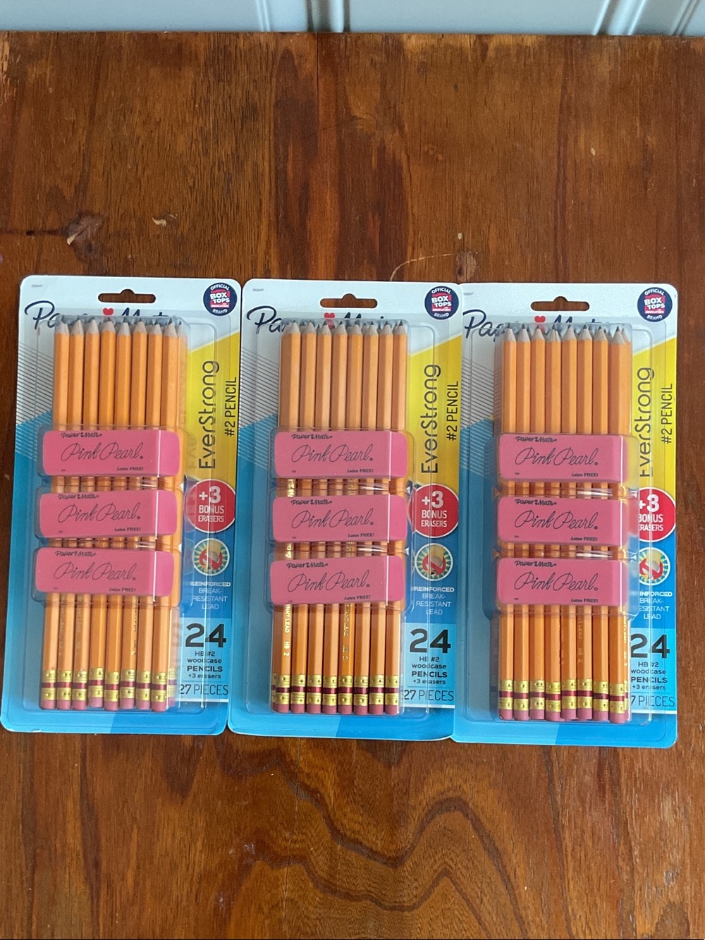 #2 Pencil Pack with Pink Pearl Erasers - Orange Pencils (3 Pack)